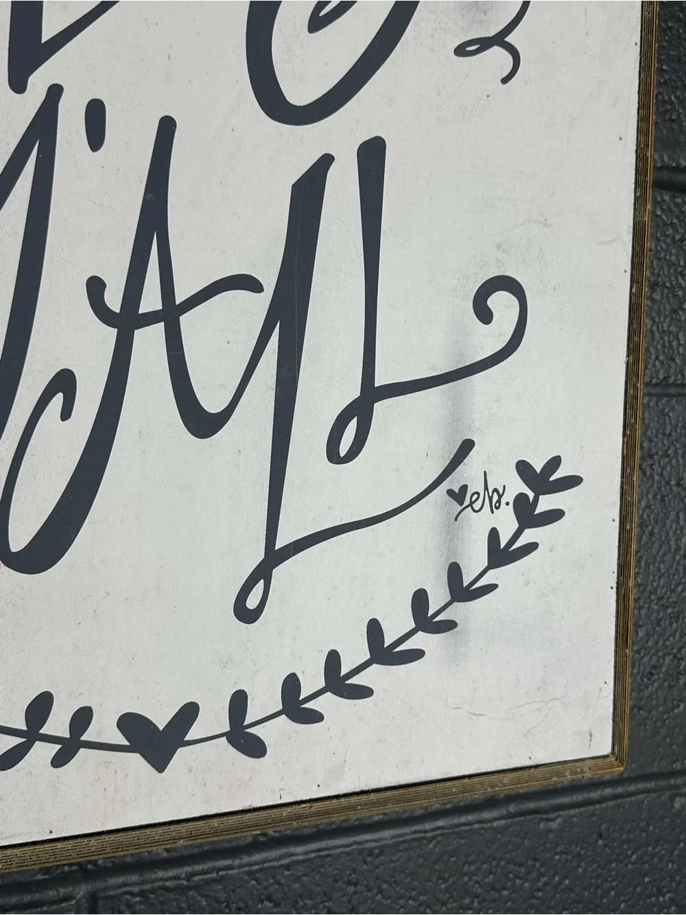 Hey Y'All Black and White Wall Sign w Brown Accent 16x23x1